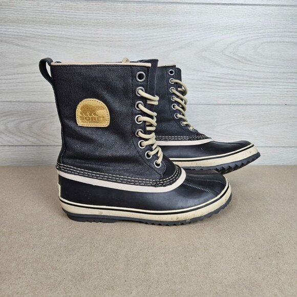 Sorel Black Fossil Boots Womens Size 7 NL1717-010 Waterproof Winter Snow Lined - Picture 4 of 10